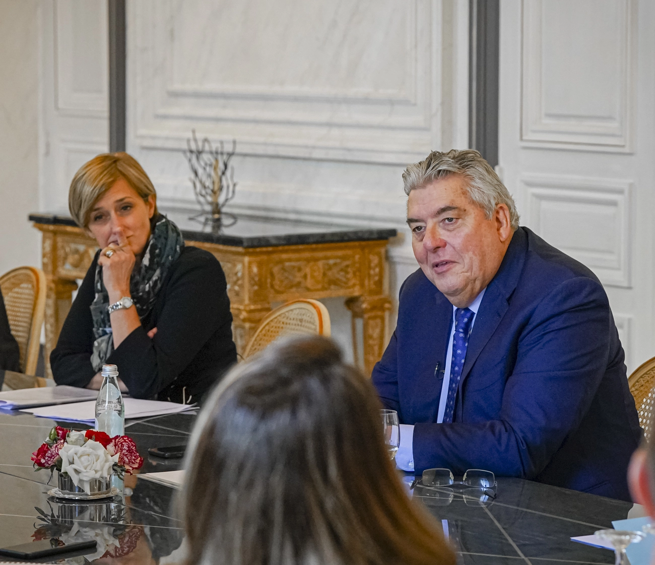 S.E. M. Pierre Dartout et Céline Caron-Dagioni lors de la conférence de presse. © Direction de la Communication - Stéphane Danna