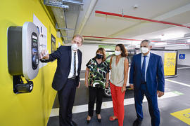 MONACO ON 1 - From left to right: Gilles Manera, "Operational Section" of the Public Car Parks Office, Marie-Pierre Gramaglia, Minister of Public Works, the Environment and Urban Development, Annabelle Jaeger-Seydoux, Director of the Mission for Energy Transition and Jean-Luc Puyo, Director of Urban Amenities. ©Direction de la Communication/Stéphane Danna